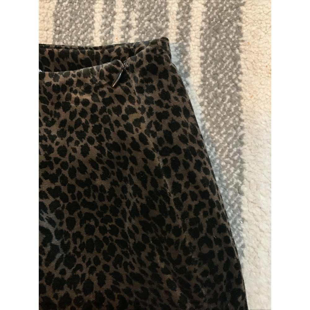 Vintage B.A.D  Velvet Leopard Print Mini Skirt Made in USA Y2K Animal‎ Print M - Picture 4 of 7